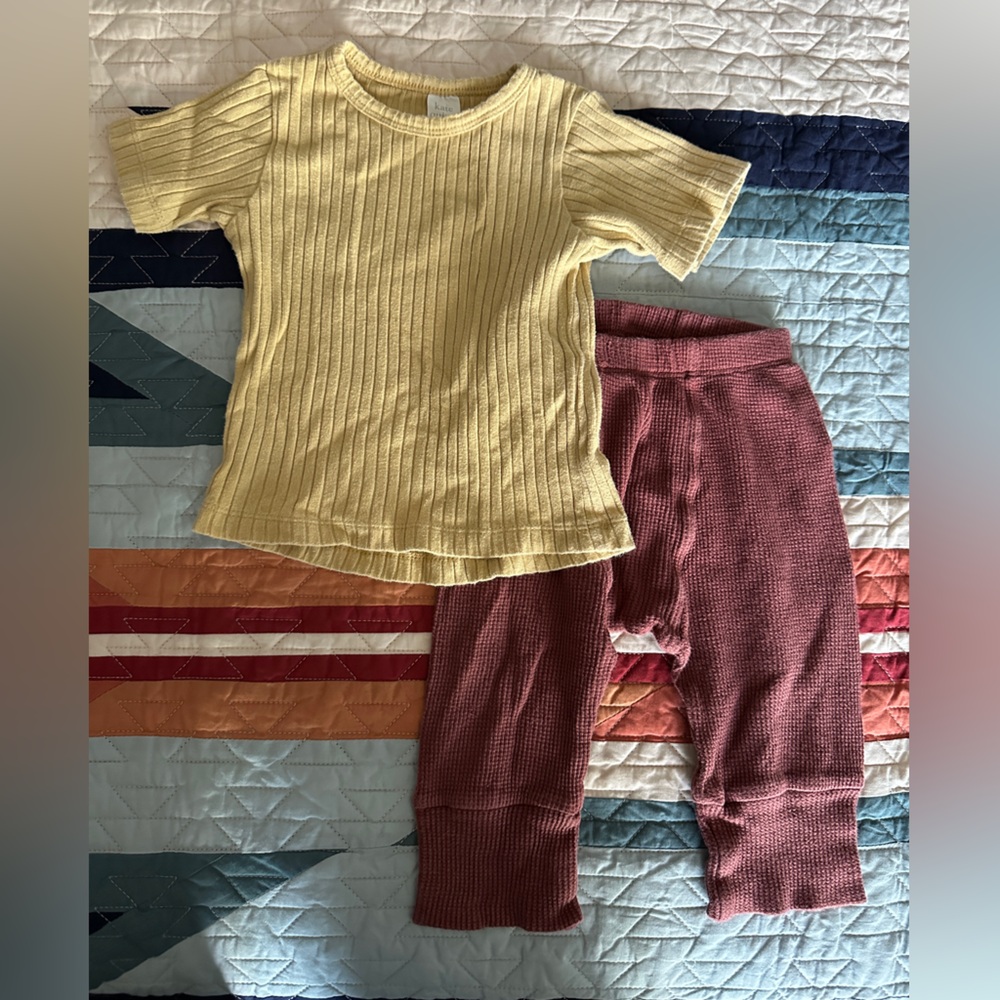 Kate Quinn Flax colored Tee and Brown Pants